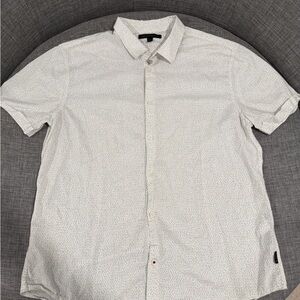 John Varvatos Subtle Patterned White Button Down Shirt
